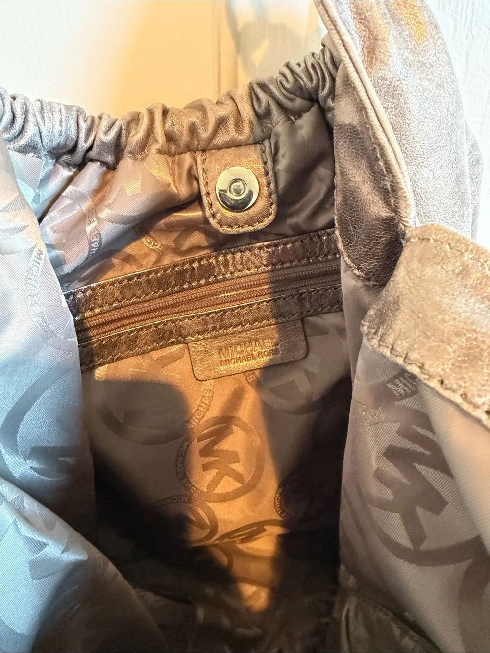 NWOT Vintage Michael Kors Hobo Bag in Metallic Leather & Chunky Silver Hardware